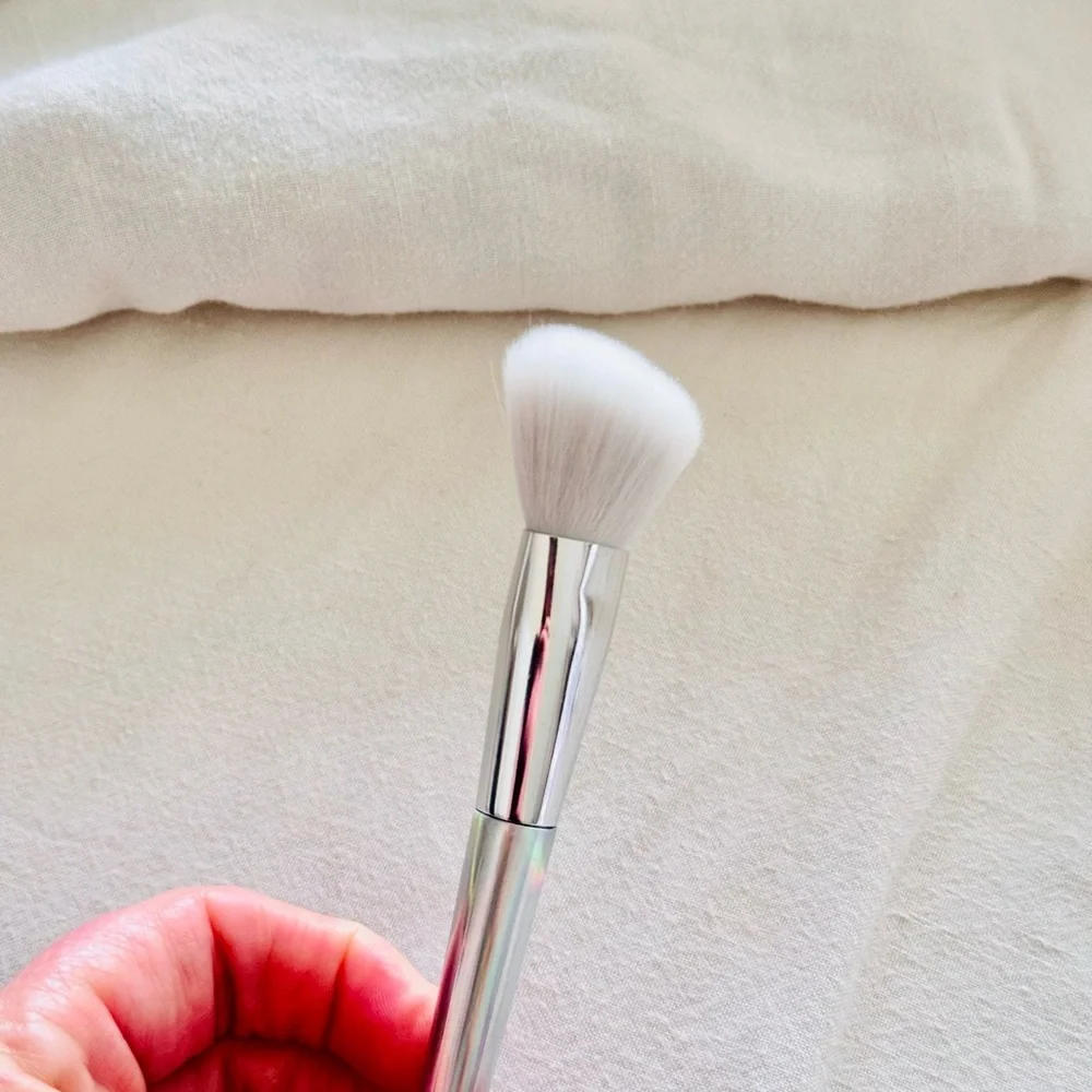 F.A.R.A.H 2 Holographic Duo Silver Makeup Brush Set Powder Contour Blush Brushes